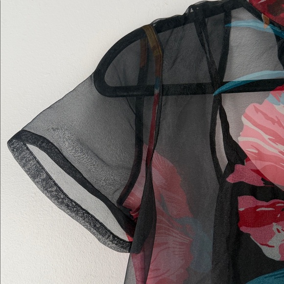 NWT Staud floral print sheer lined shirt sleeve hi neck maxi dress sz S - Picture 8 of 11